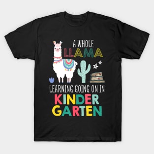 A Whole Llama Learning Going On In Kindergarten Back School T-Shirt